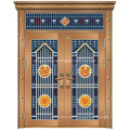 Special Styple Entrance Security Copper Metal Iron Glass Door (W-GB-11)